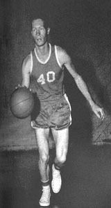 Dribbling a basketball.