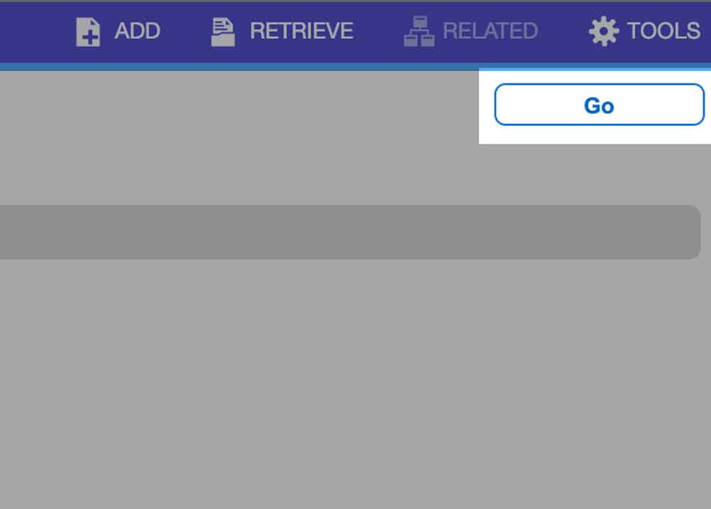 The Go button is located at the top right under the navigation menu starting with add